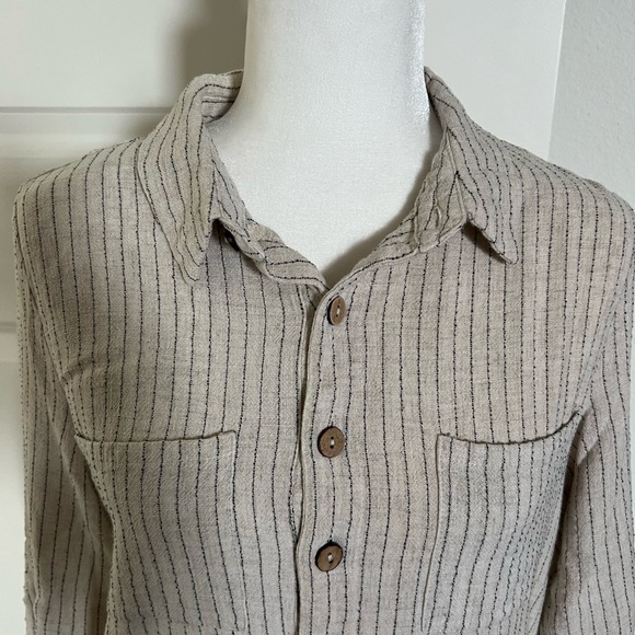 EUC Lumiere Pinstriped Linen Romper Small - Picture 2 of 9